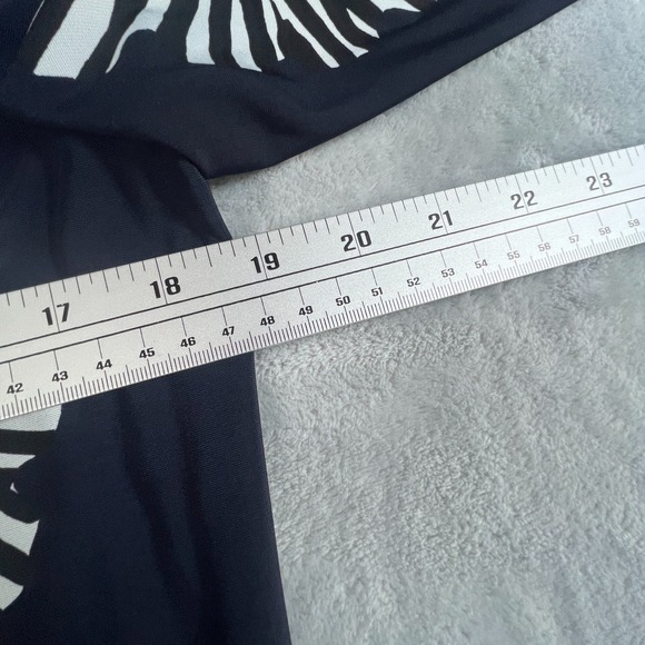 Joseph Ribkoff Navy Blue Floral Tunic Top Womens 8 3/4 Sleeve Tie Neck Canada - Picture 8 of 11